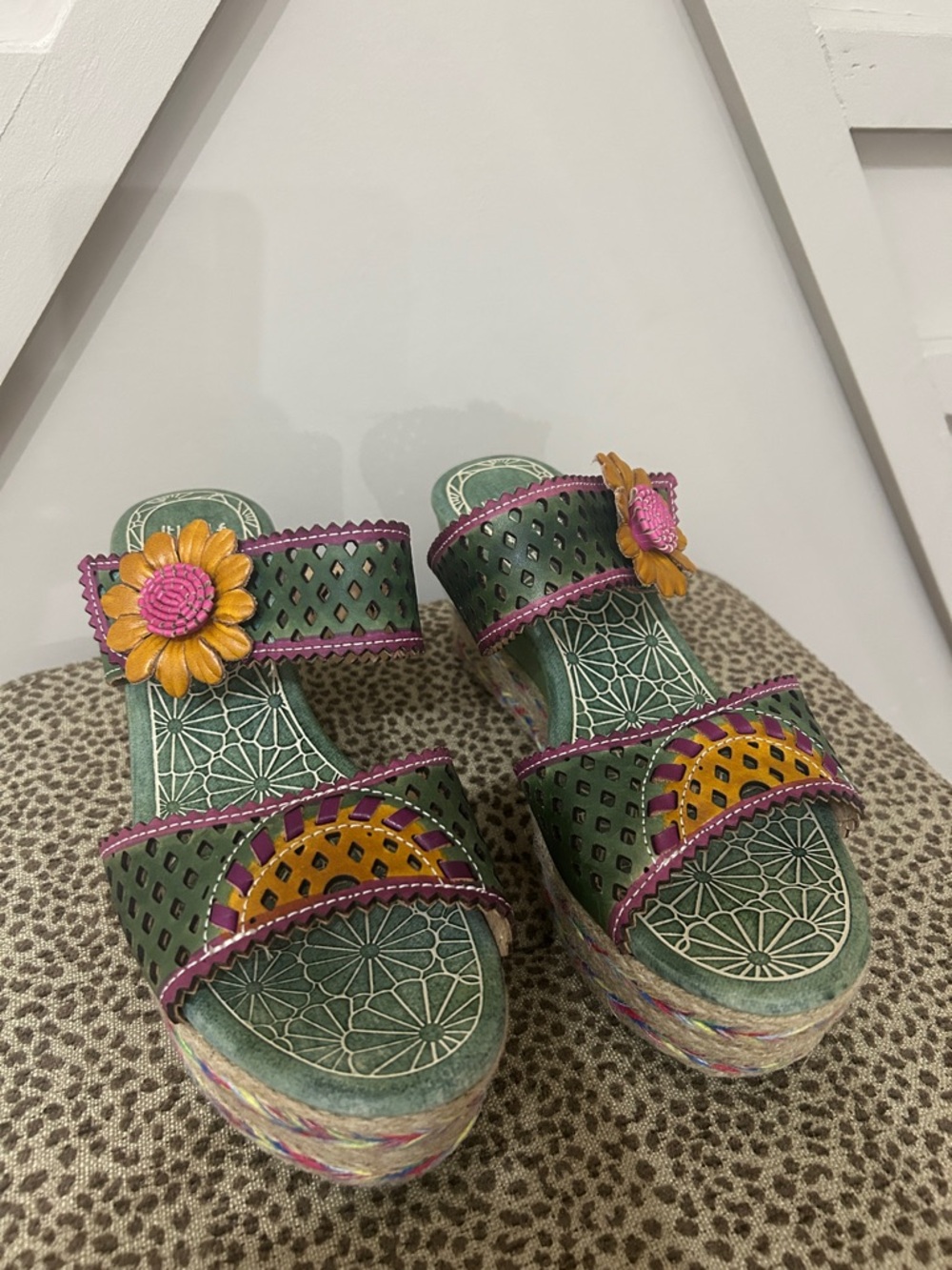 Spring Step L'Artiste Virgie Sunflower Wedge Sandals Size EU 41 US 9.5-10 - Picture 2 of 13